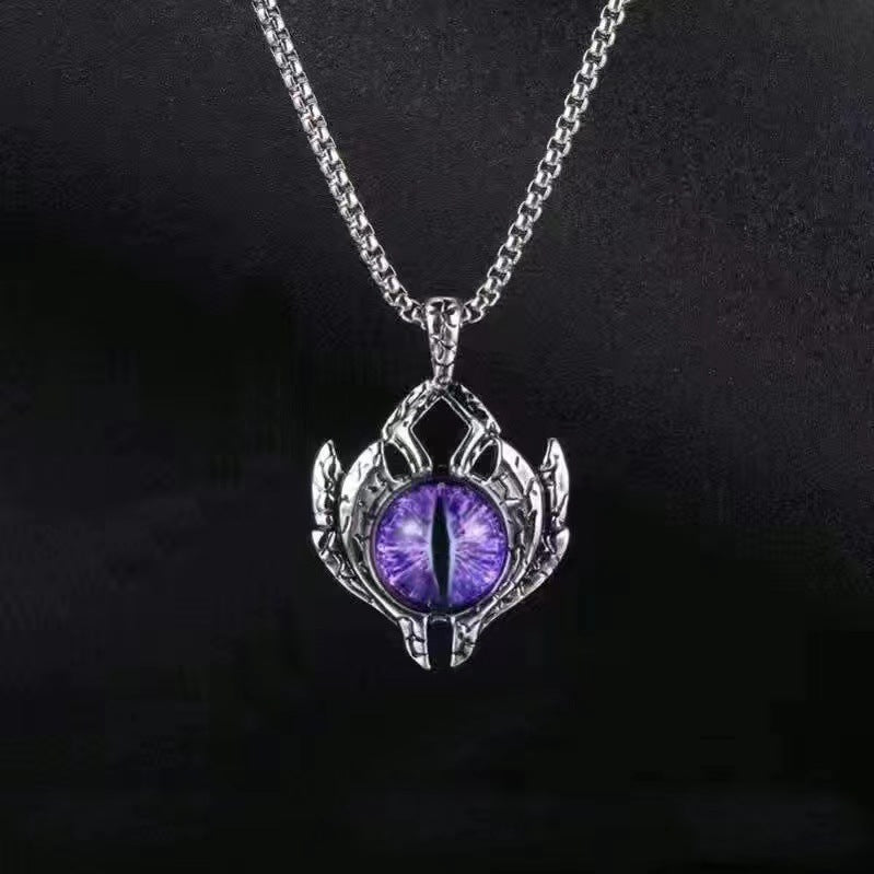 Steel Vintage Devil's Eye Unique Punk Style Alloy Pendant Necklaces