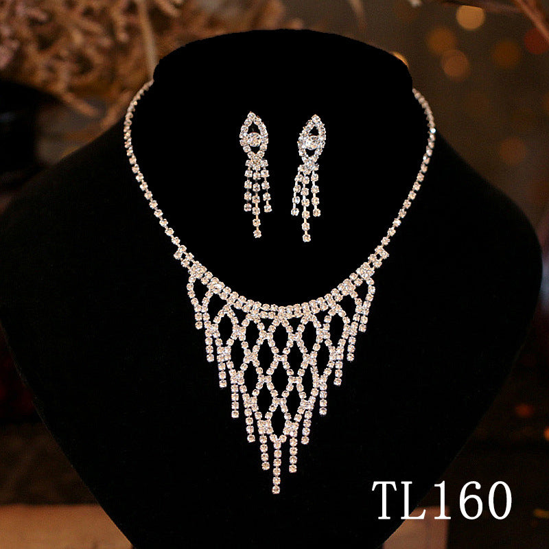 Bridal Wedding Dress Full Diamond Set Necklaces