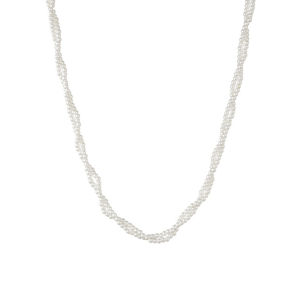 Grain Imitation Pearl Woven Twisted Winding Necklaces