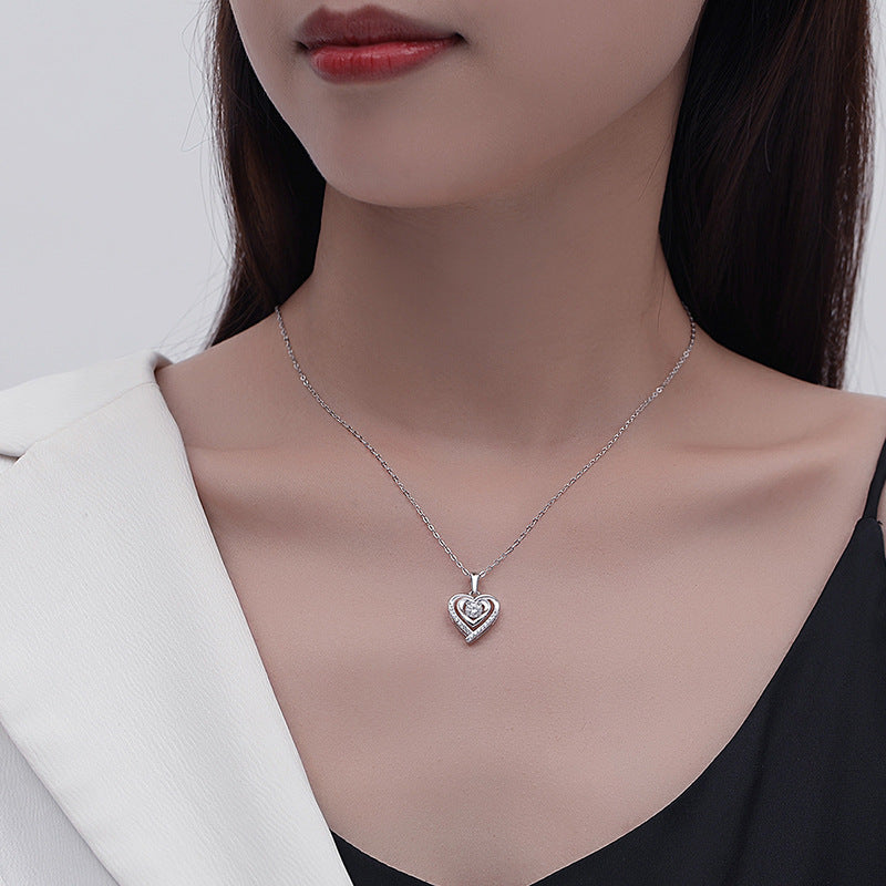 Women's Sterling Sier Heart-shaped Miss Simple Graceful Necklaces