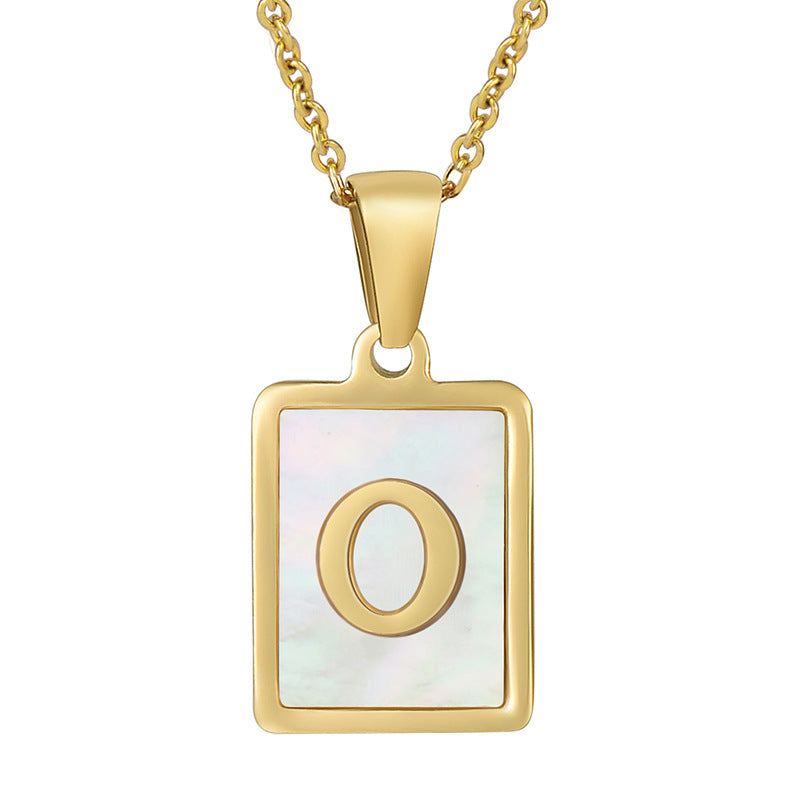 Steel Shell Letter Female Square Titanium Necklaces