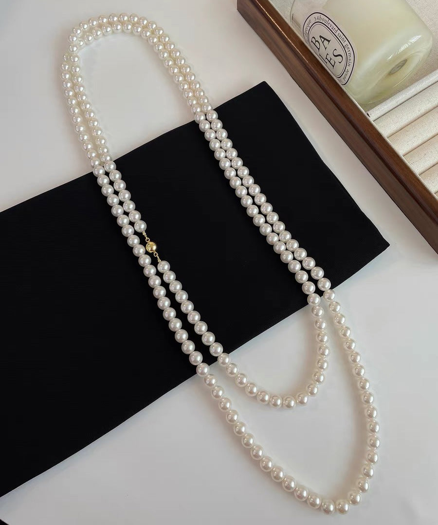 Stylish Elegant Twin Magnetic Buckle Pearl Necklaces