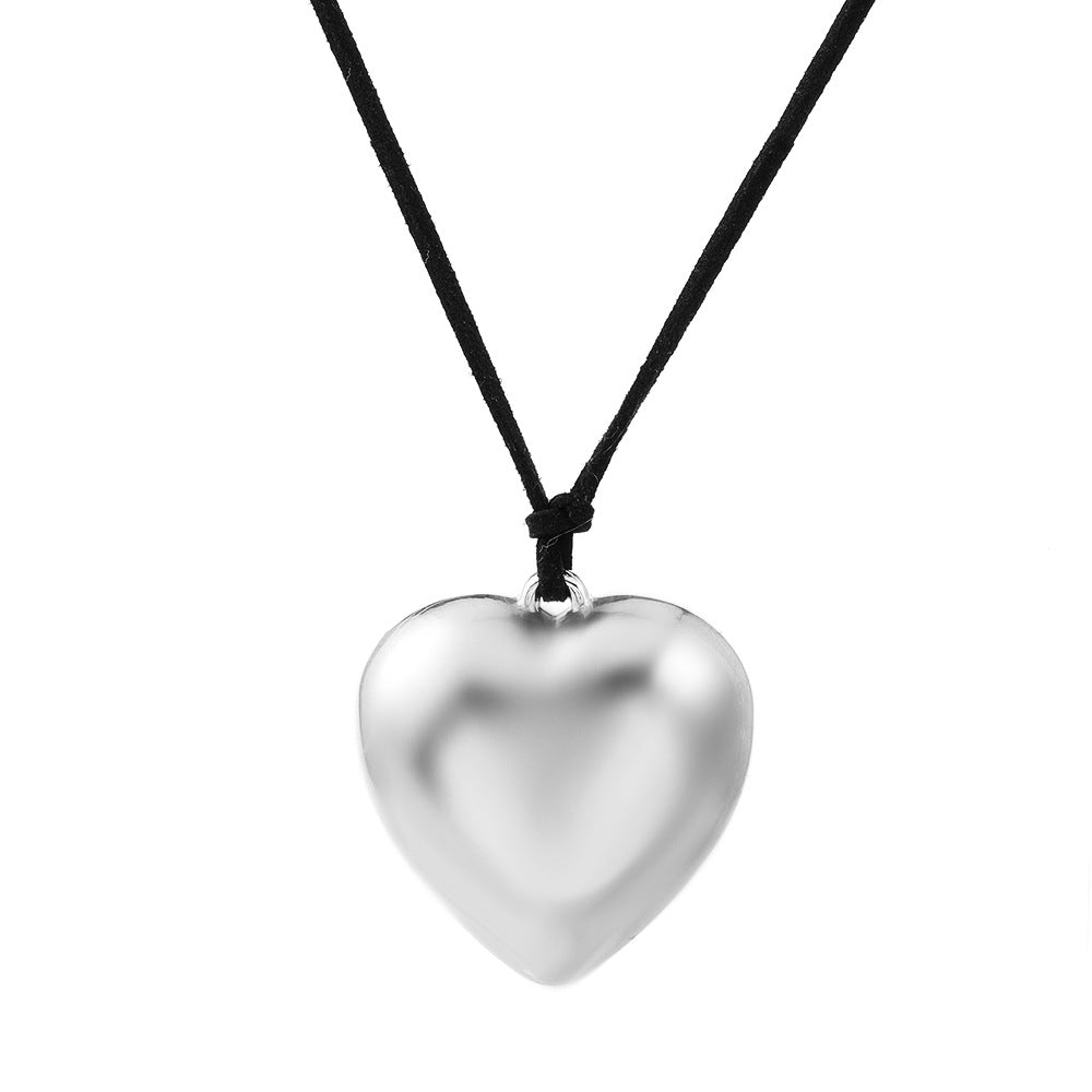 Line Exaggerated Big Heart Personalized Long Necklaces