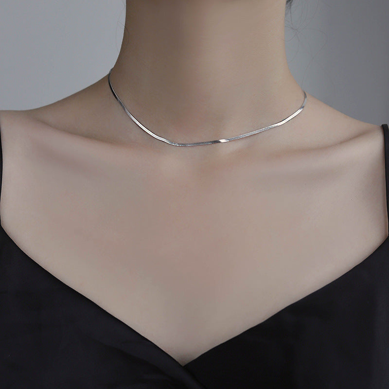 Women's Cold Sterling Sier Style Clavicle Chain Necklaces