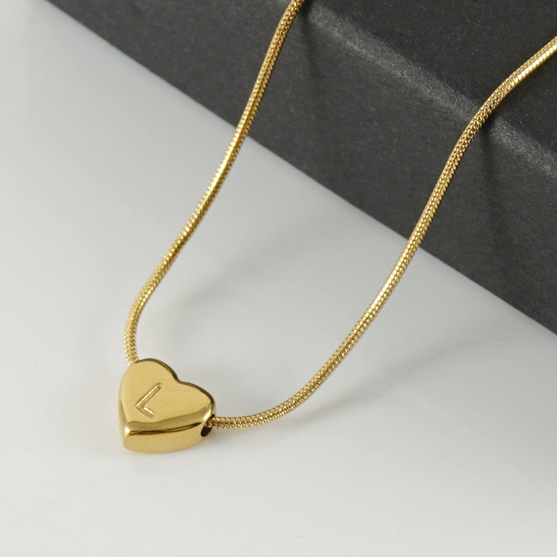 Stainless Steel Heart-shaped Letter Pendant Female Fashion Necklaces