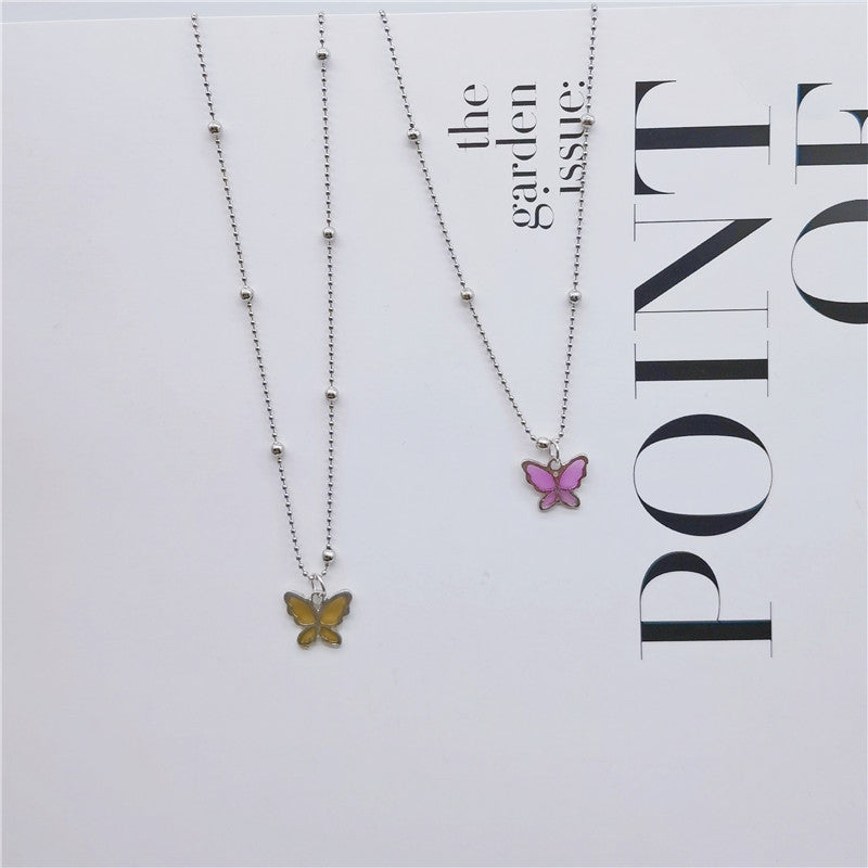 Women's Trendy Transparent Butterfly Simple Personality Clavicle Necklaces