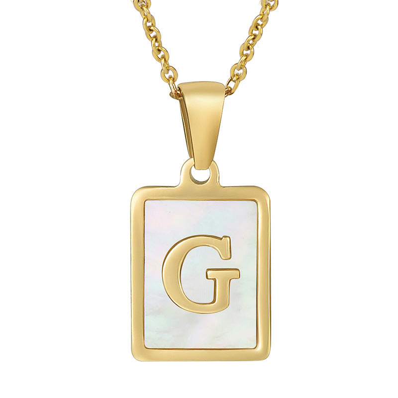 Steel Shell Letter Female Square Titanium Necklaces