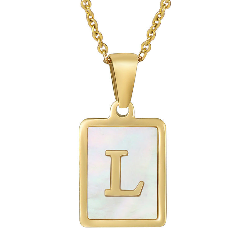 Steel Shell Letter Female Square Titanium Necklaces