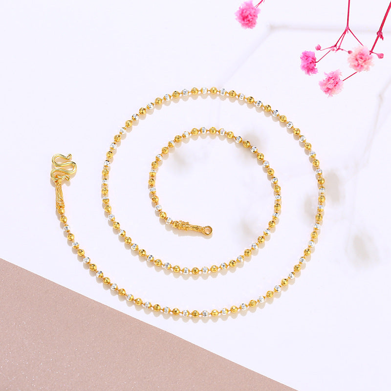 Women's Jewelry Color Gold Two-tone Chain Bead Ball Oval Fashion Necklaces