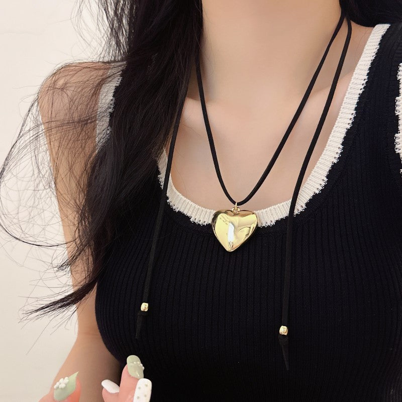 Women's Fashion Pull Adjustable Heart-shaped Simple Personality Big Love Necklaces