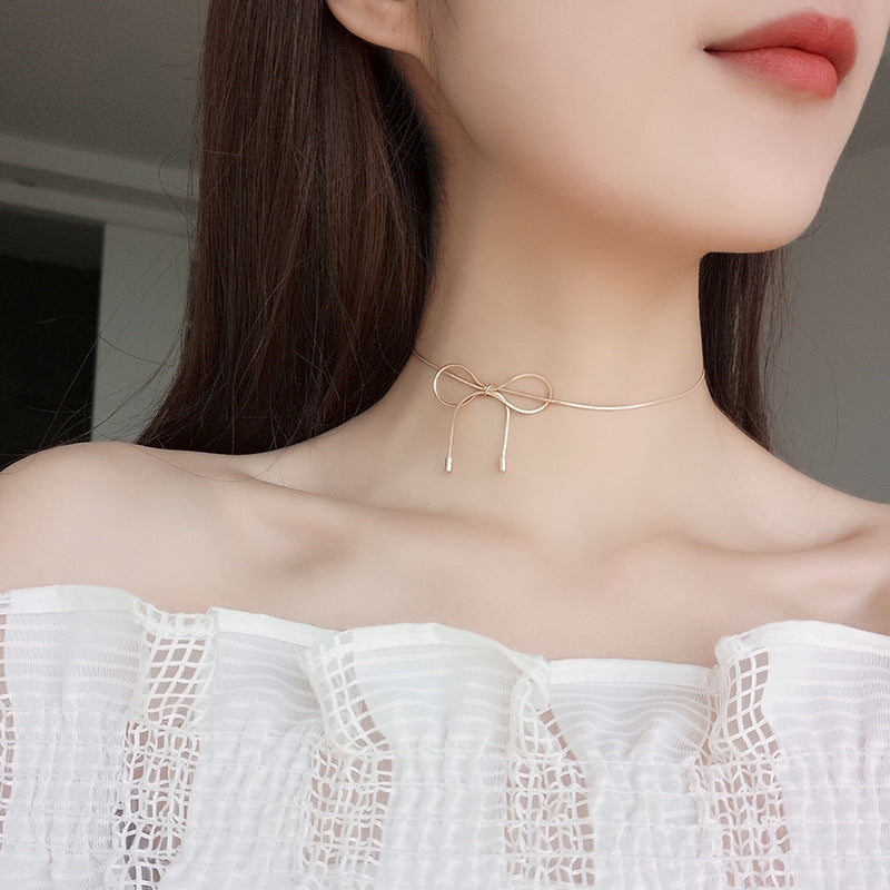 Minority Design Bow Female Clavicle Chain Necklaces