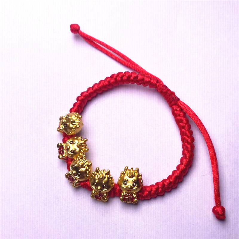 Oil Dripping Alluvial Gold Matte Zodiac Dragon Bracelets