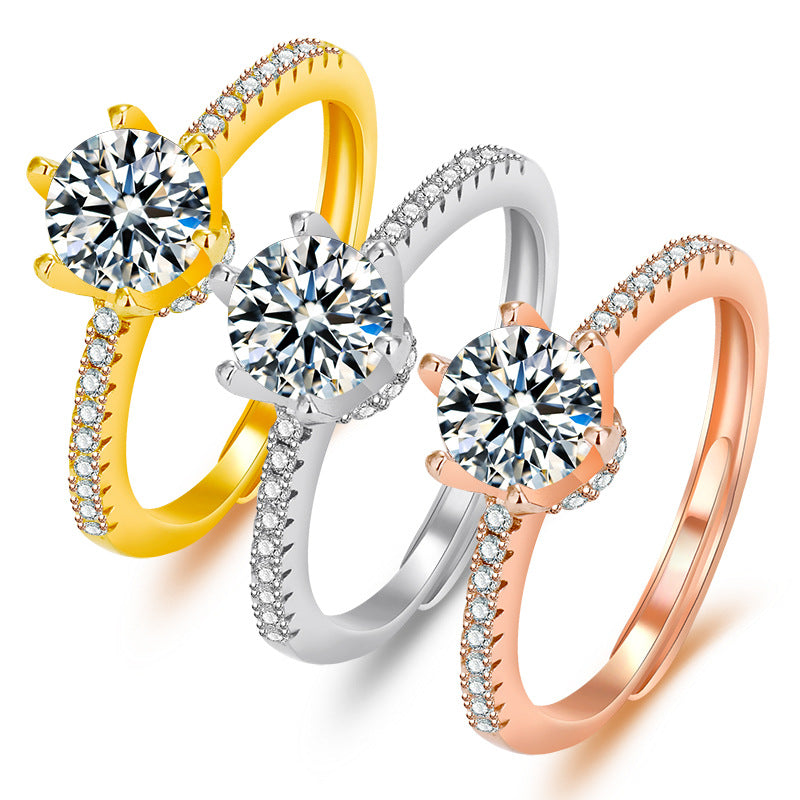 Simple Opening Fashion Inlaid Zircon Gold-plated Rings