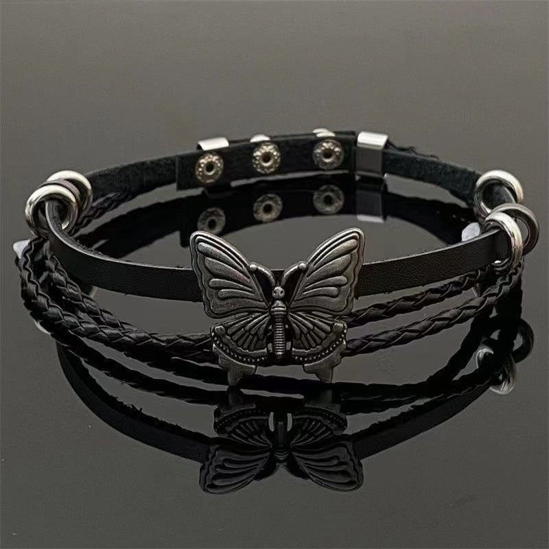 Dark Butterfly Punk Rock Hot Leather Shia Necklaces