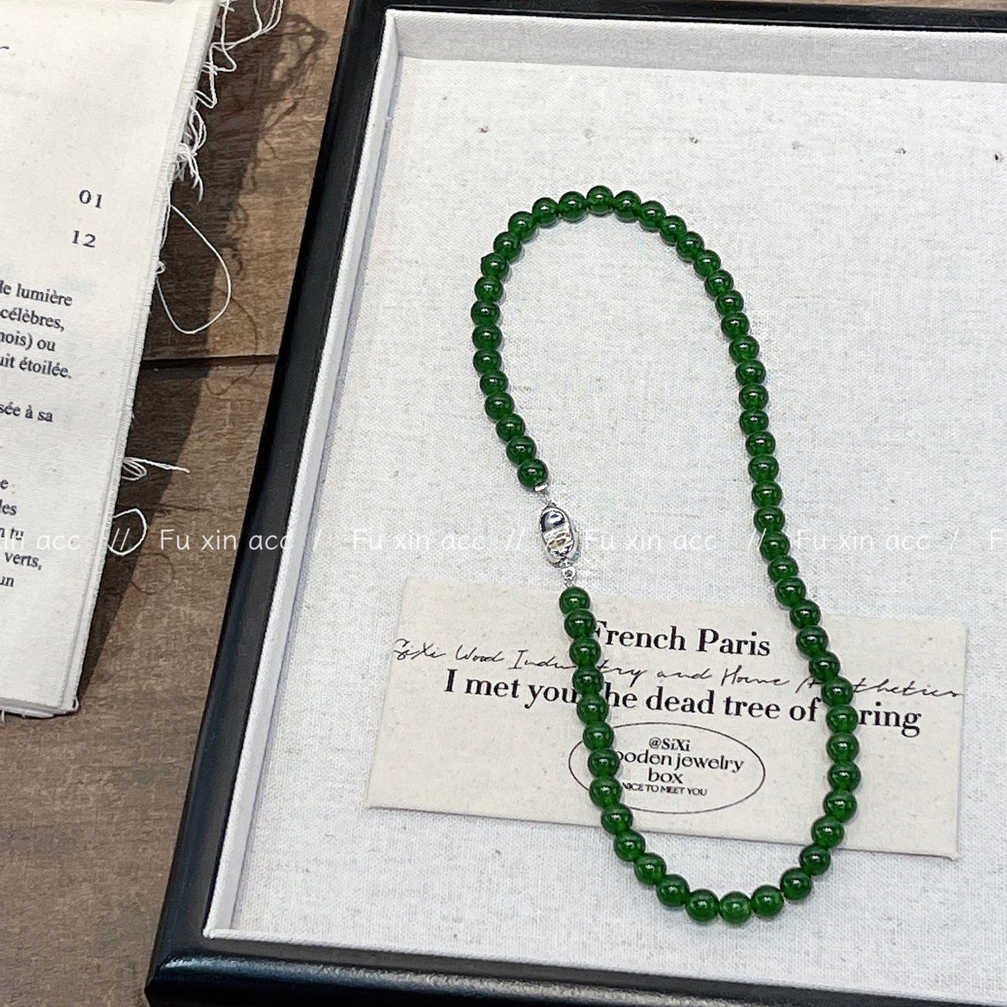 Green Chalcedony Jade Beaded Niche Design Chinese Retro Clavicle Necklaces