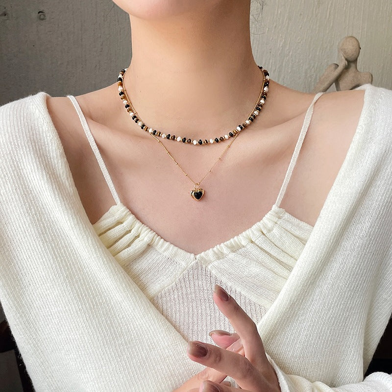 Women's Retro Black Love For Light Luxury Minority Necklaces