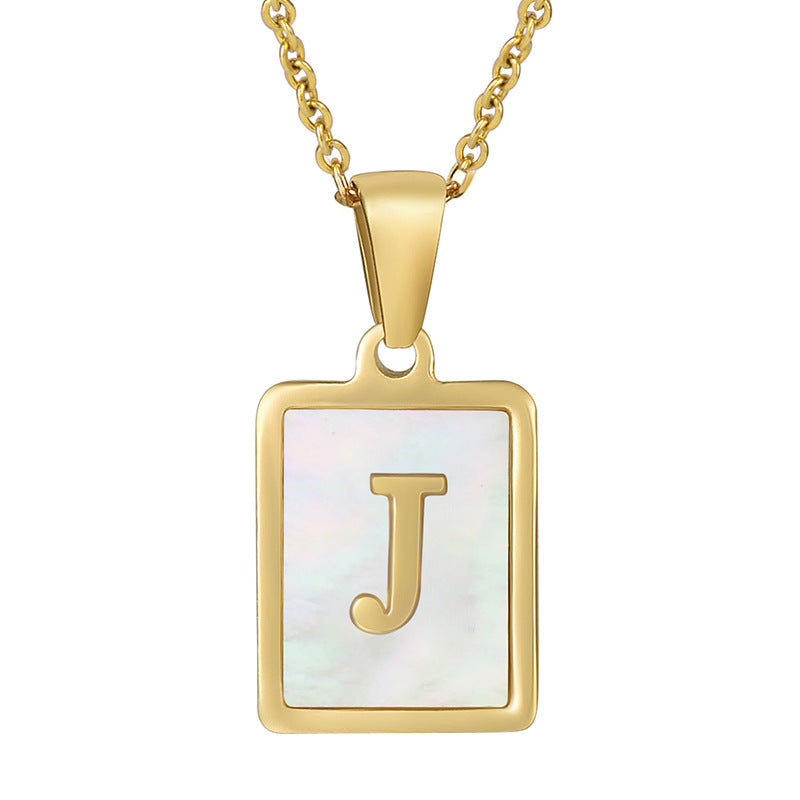 Steel Shell Letter Female Square Titanium Necklaces