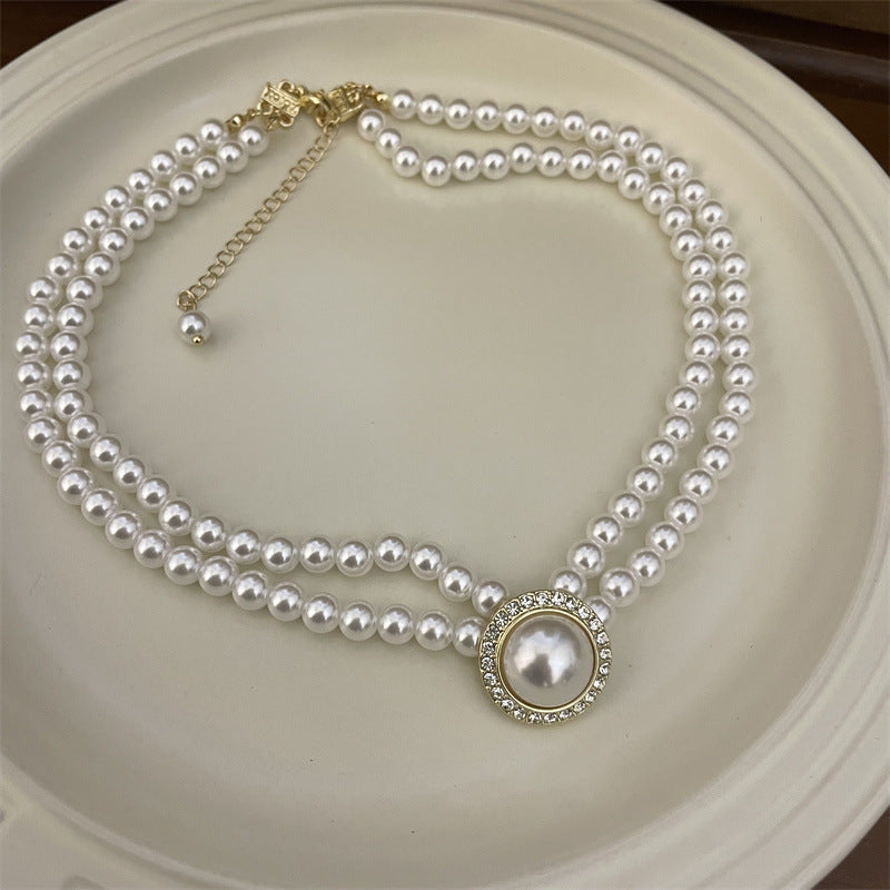 Women's Fashion Simple Double Layer Imitation Pearl Temperament Necklaces