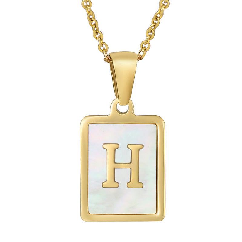 Steel Shell Letter Female Square Titanium Necklaces