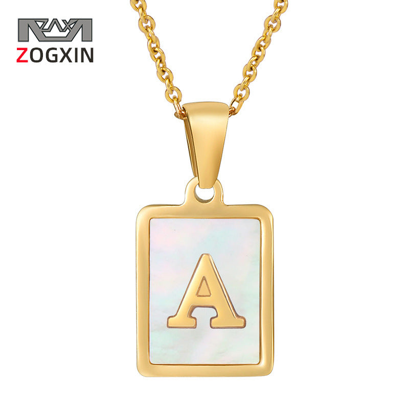 Steel Shell Letter Female Square Titanium Necklaces