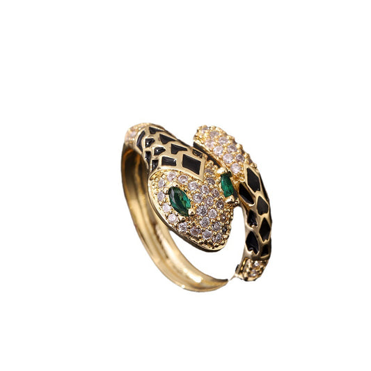 Women's Vintage Green Eye Snake Open Light Luxury Rings