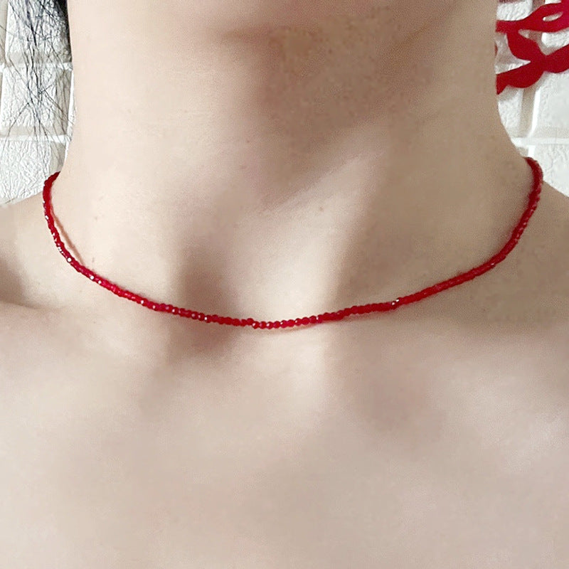 Sier Wu Yan Red Spinel Light Luxury Clavicle Necklaces