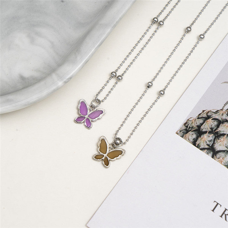 Women's Trendy Transparent Butterfly Simple Personality Clavicle Necklaces