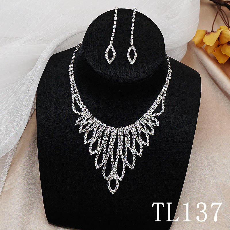 Bridal Wedding Dress Full Diamond Set Necklaces