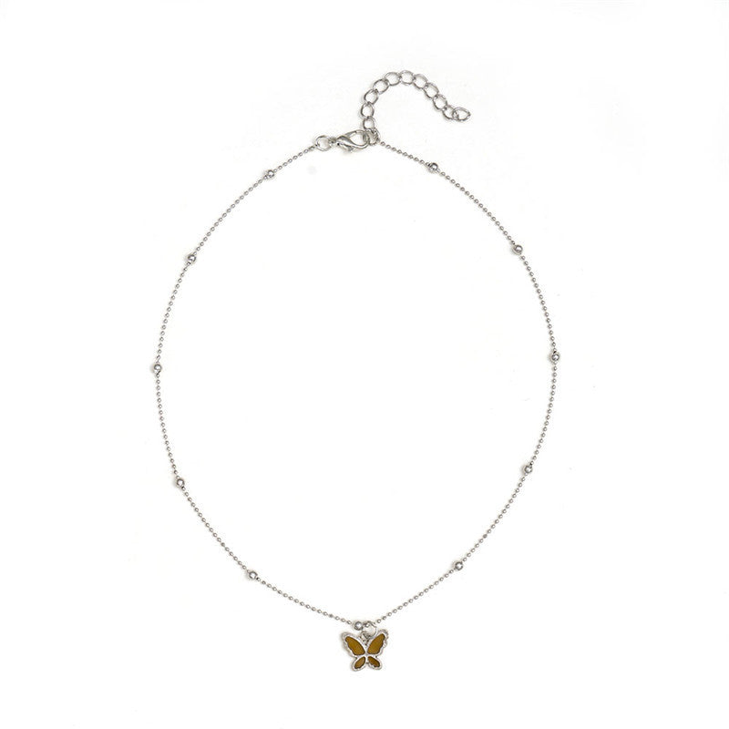 Women's Trendy Transparent Butterfly Simple Personality Clavicle Necklaces