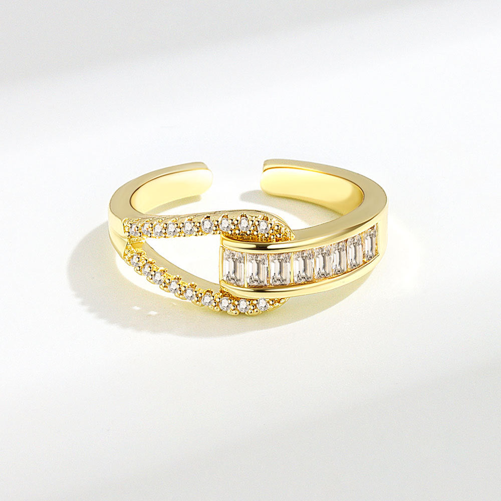 Women's Jewelry Fashionable Shining High-grade Light Luxury Belt Buckle Shape Rings