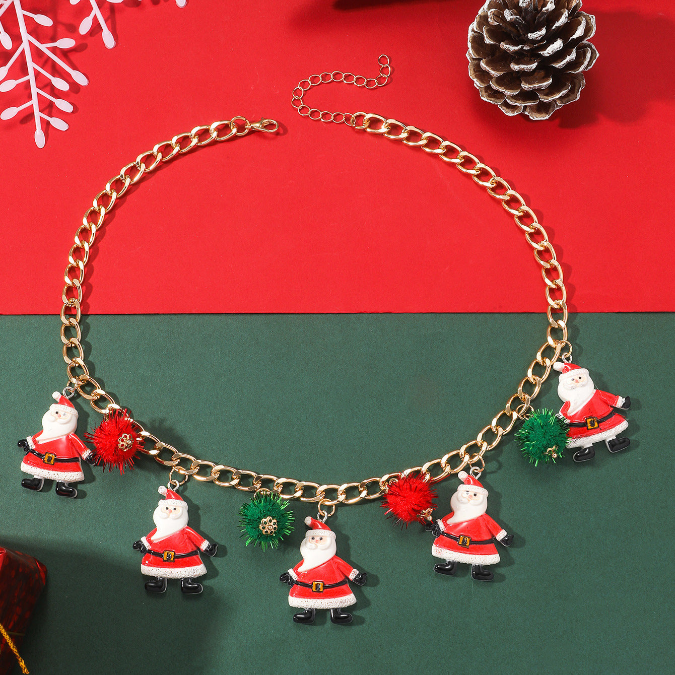 Cartoon Santa Claus Gingerbread Man Tree Necklaces