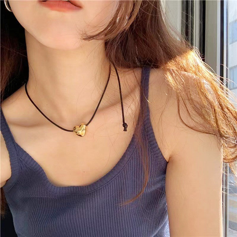 Sweet Cool Heart String Half Pendant Necklaces