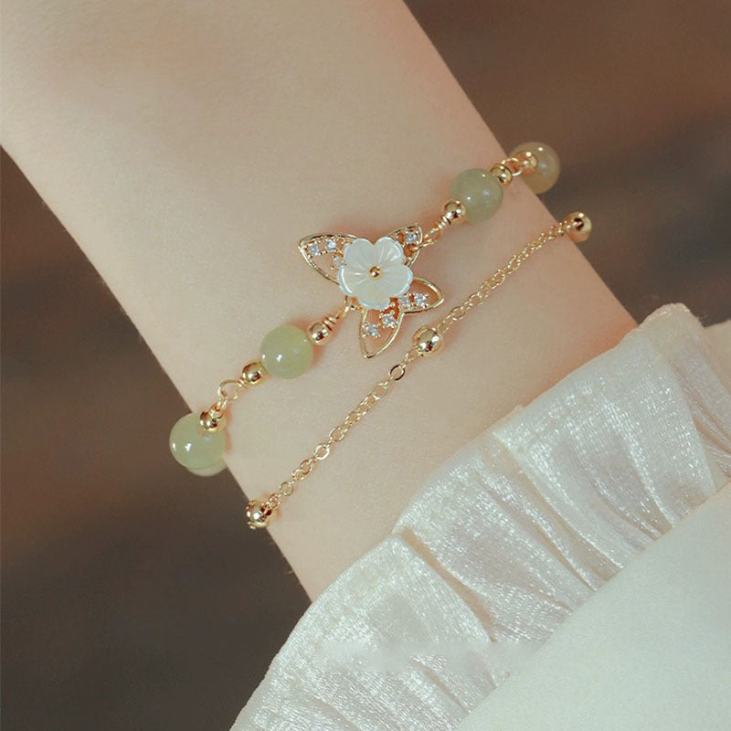 Jade Flower Female Design Antique Butterfly Fritillary Bracelets