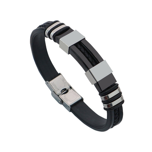 Men's Titanium Steel Ornament Fashion Silicone Stainless Punk Bracelets