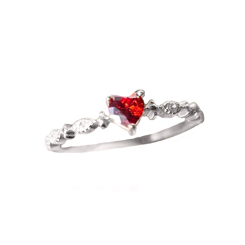 Fashion Love Rubin herzförmige Diamant-Zirkon-Ringe