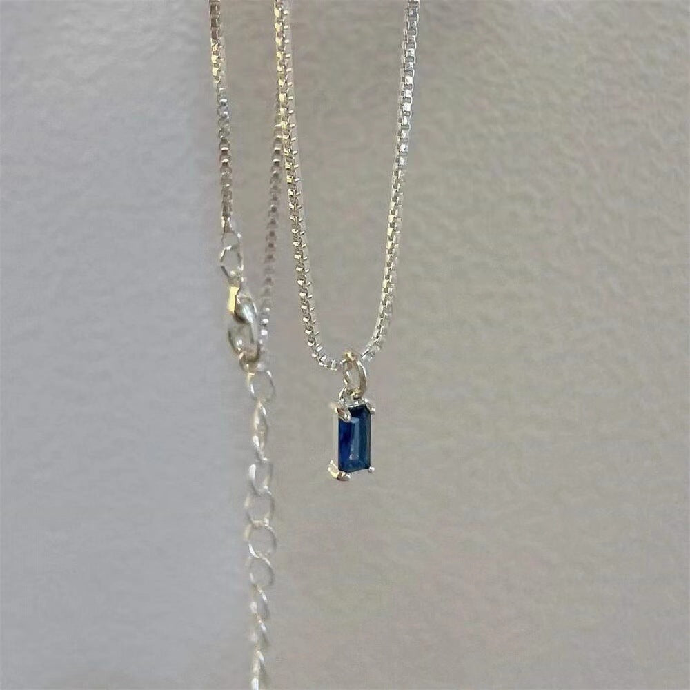 Fresh Blue Color Zircon Twin Clavicle Necklaces