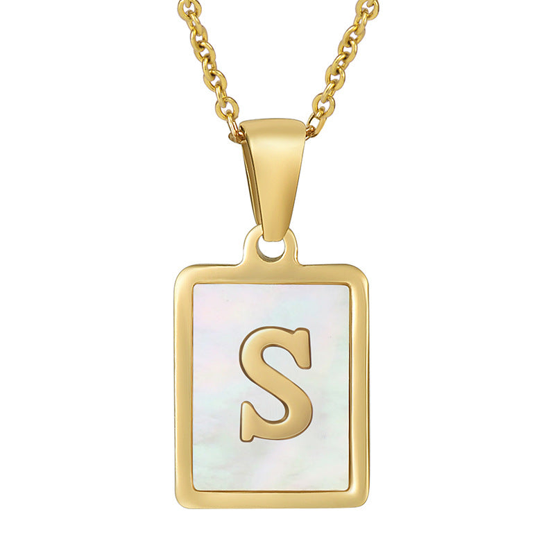 Steel Shell Letter Female Square Titanium Necklaces