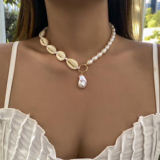 Women's Imitation Pearl Simple Shaped Pendant Neck Necklaces