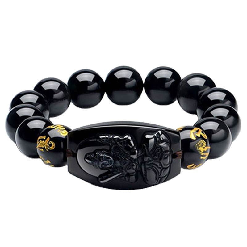 Zodiac Imitation Obsidian Buddha Lucky Eight Patron Saints Bodhisattva Bracelets