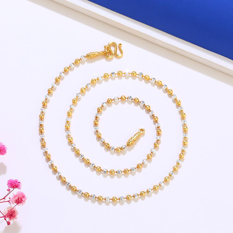 Women's Jewelry Color Gold Two-tone Chain Bead Ball Oval Fashion Necklaces