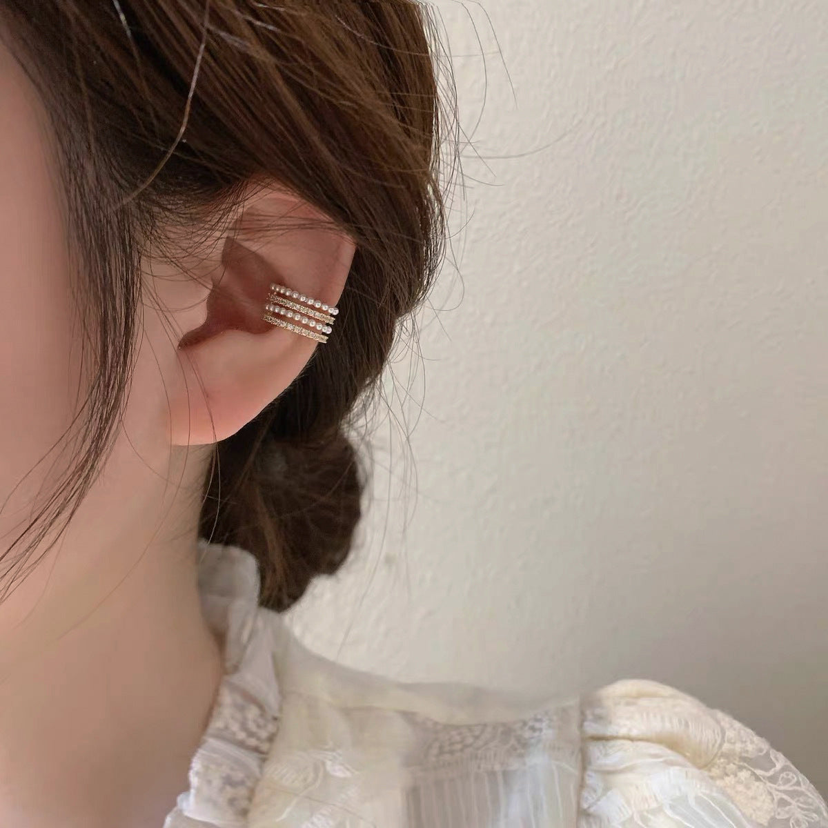 Zircon Pearl Metal Ear Clip Female Rings