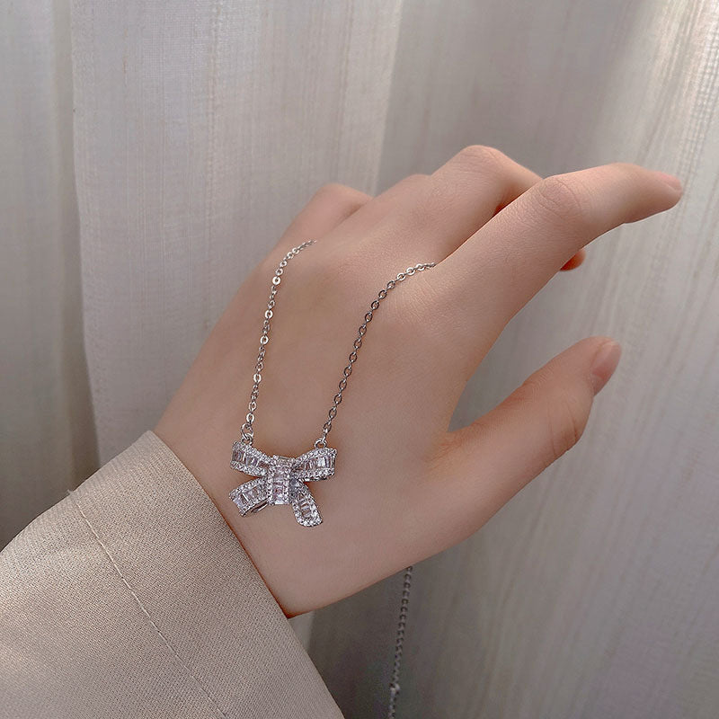 Women's Shining Full Zircon Bow For Trendy Affordable Luxury Texture Necklaces