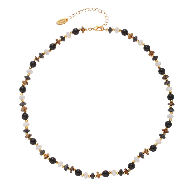Accessories Natural Stone Shell Pearls Black Necklaces