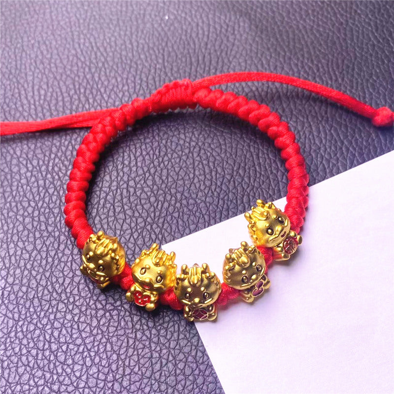 Oil Dripping Alluvial Gold Matte Zodiac Dragon Bracelets