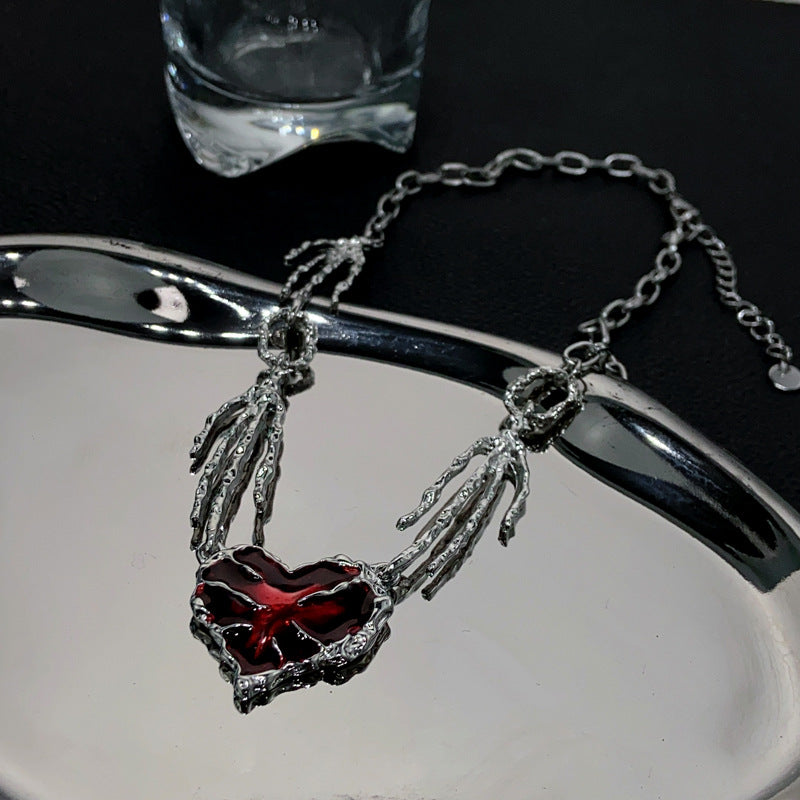 Pendentif d'amour rouge foncé pour femmes, griffe fantôme pour colliers