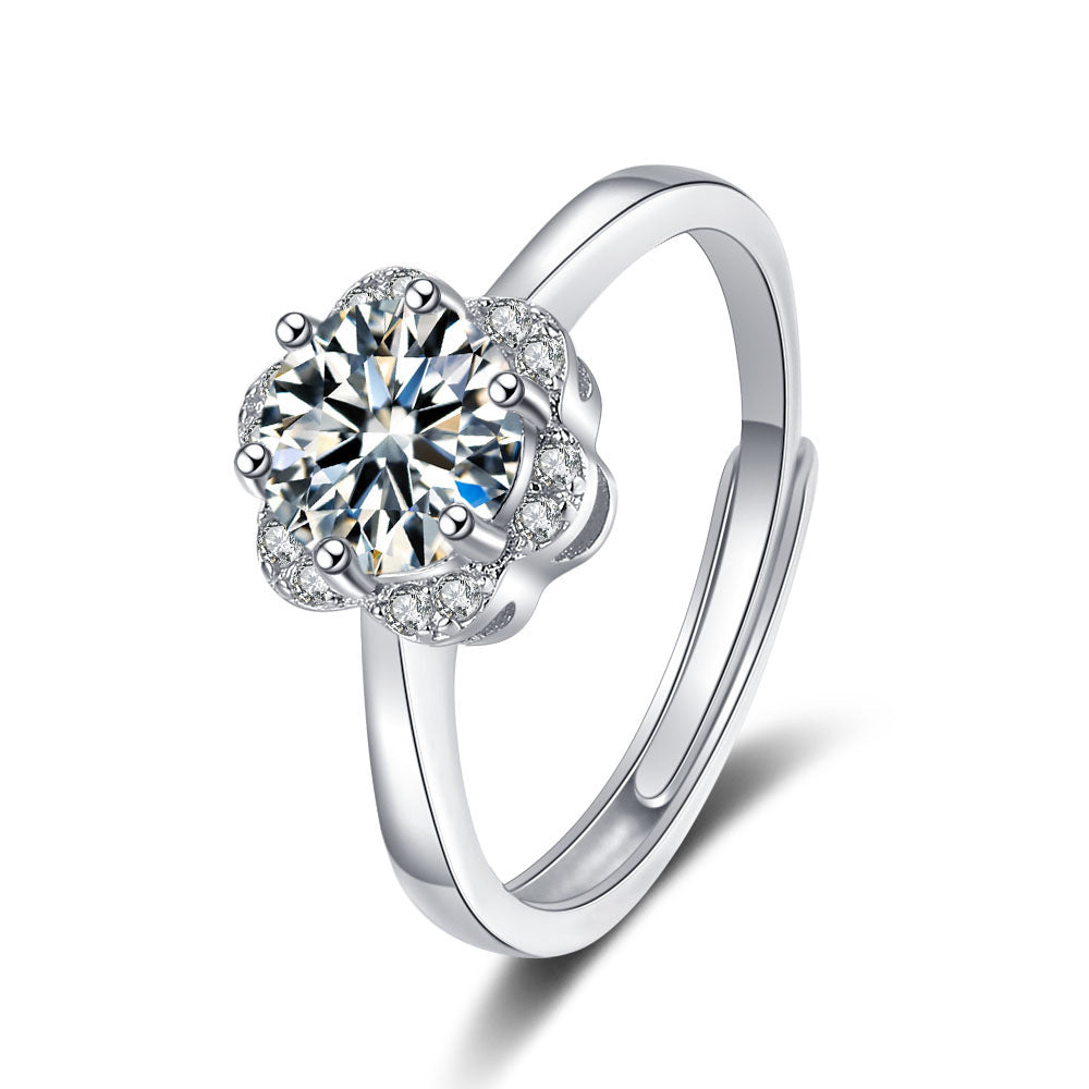 Blossom Zircon Female Style Simple Single Diamond Rings
