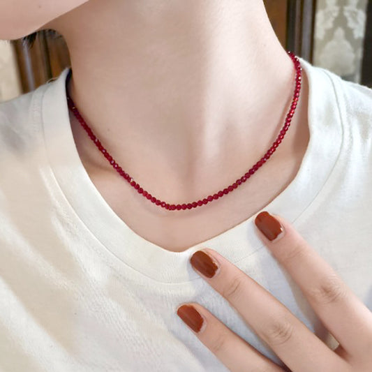 Sier Wu Yan Red Spinel Light Luxury Clavicle Necklaces