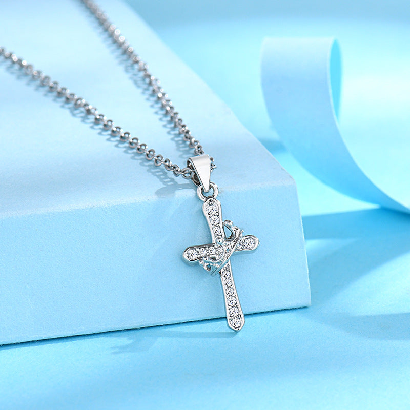 Women's & Men's Gold Diamond Cross Crown Couple And Fashion Necklaces