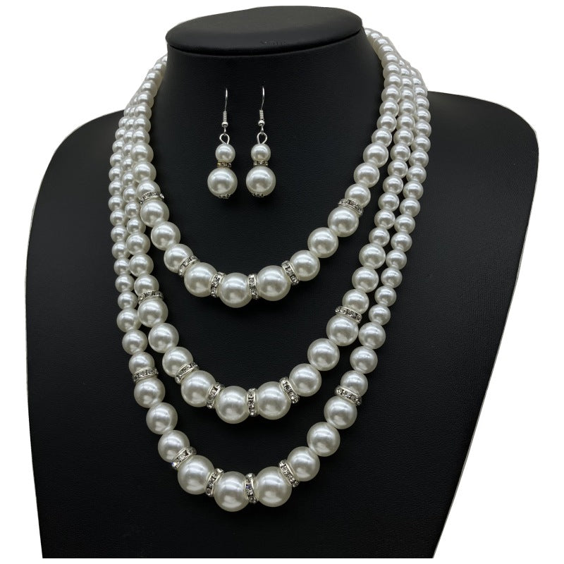 Imitation Pearl Set Of Ornaments Retro Necklaces