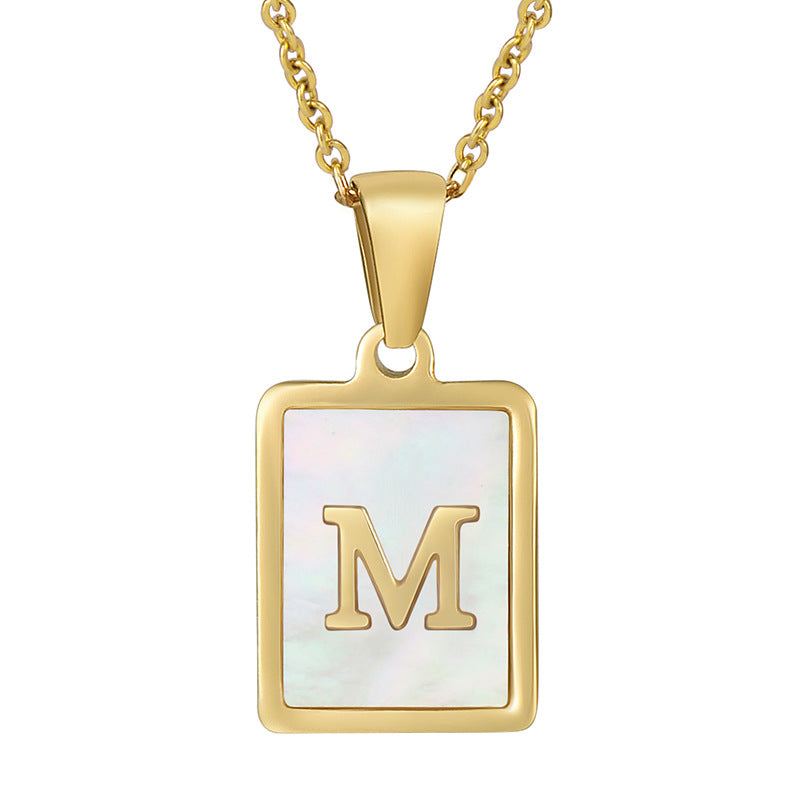 Steel Shell Letter Female Square Titanium Necklaces